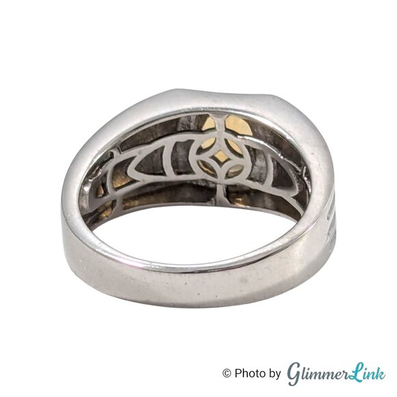STS 925 Sterling Silver Size 9 Ribbed Band Ring – Oval Orange Quartz, 6.5g - Picture 4 of 10